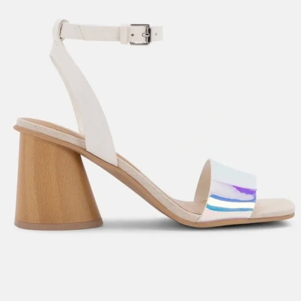 Dolce Vita Hazel iridescent white linen sandals